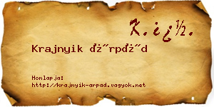 Krajnyik Árpád névjegykártya